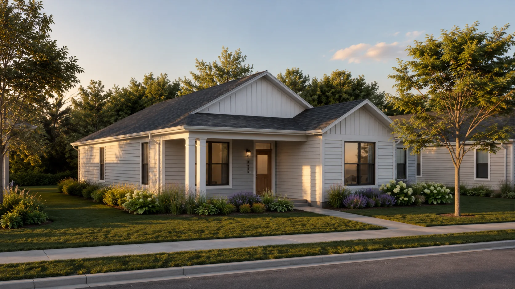 Close view of a single family home